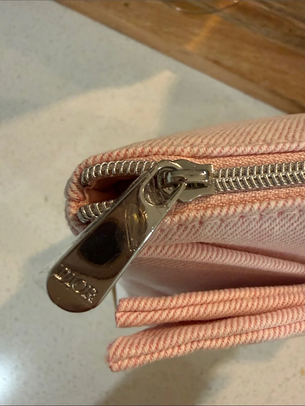 Dior Light Pink Bow Cosmetic Pouch with CD Logo